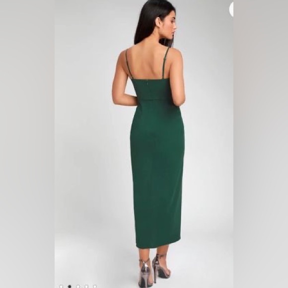 Lulus Dark Green Midi dress - Picture 4 of 5